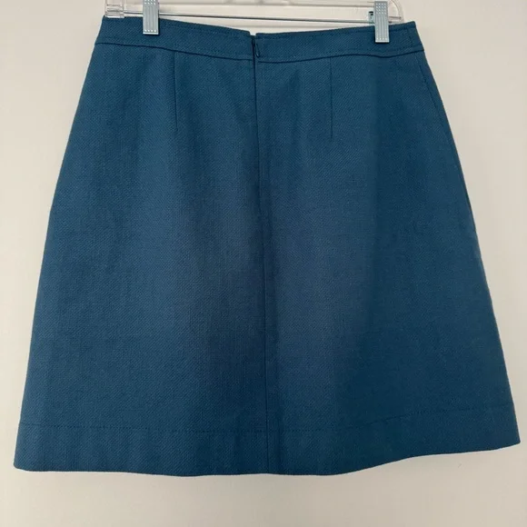 Ann Taylor Teal Button-Front A-Line Mini Skirt Fully Lined Dark Academia Women 6 - Picture 3 of 7